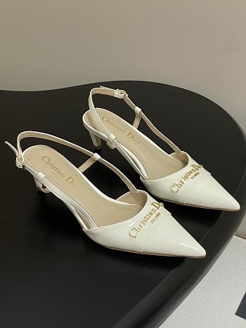 Bagsaaa My Dior Slingback Pump White Patent Calfskin 5cm