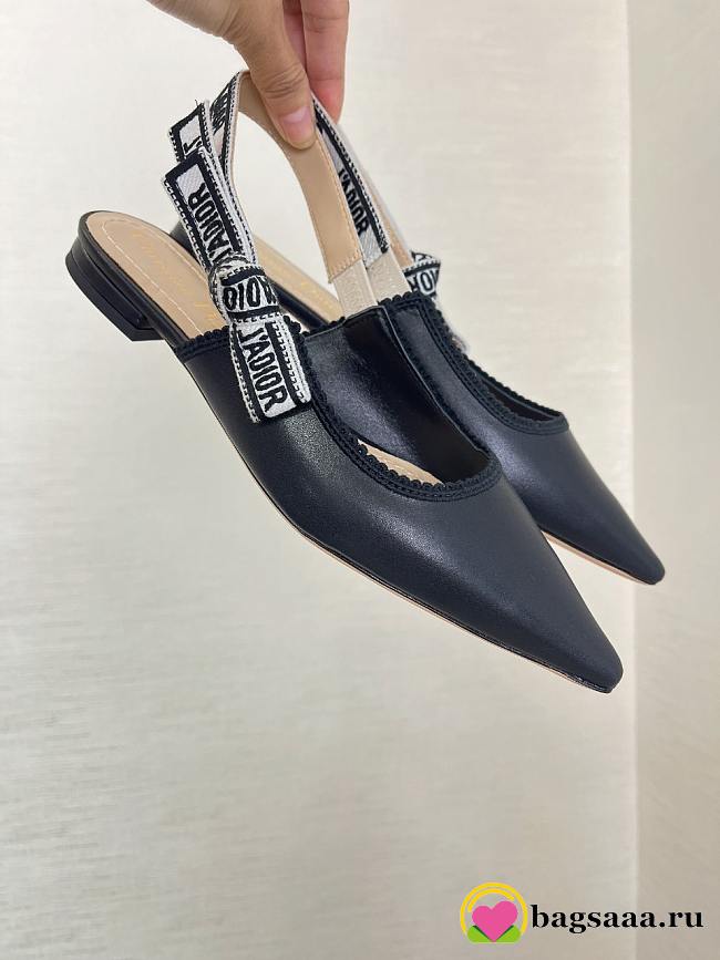 Bagsaaa Dior J'Adior Slingback Flat Black Calfskin - 1
