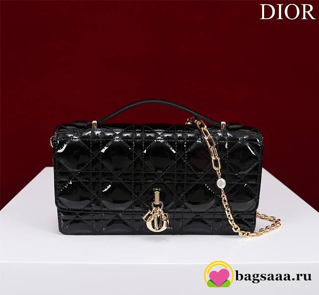 Bagsaaa My Dior Mini Bag Black Patent Cannage Calfskin - 21cm - 1