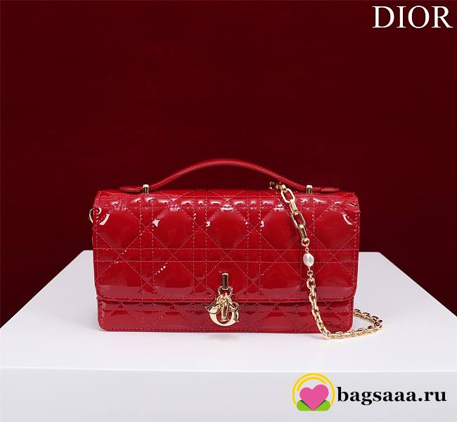 Bagsaaa My Dior Mini Bag Red Patent Cannage Calfskin - 21cm - 1