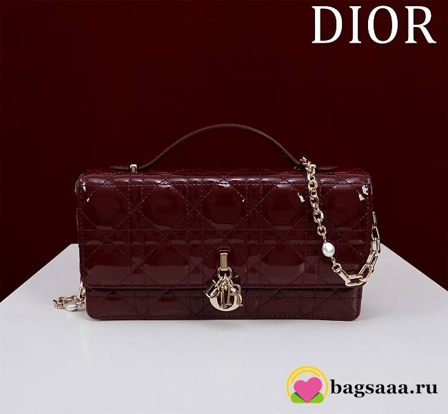 Bagsaaa My Dior Mini Bag Dahlia Red Patent Cannage Calfskin - 21cm - 1