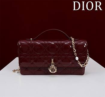 Bagsaaa My Dior Mini Bag Dahlia Red Patent Cannage Calfskin - 21cm