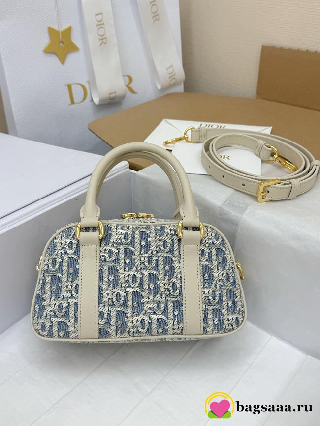 Bagsaaa Dior D-Vibe East-West Nano Bag Blue Dior Oblique Chambray with Raffia Effect - 20.5cm - 1