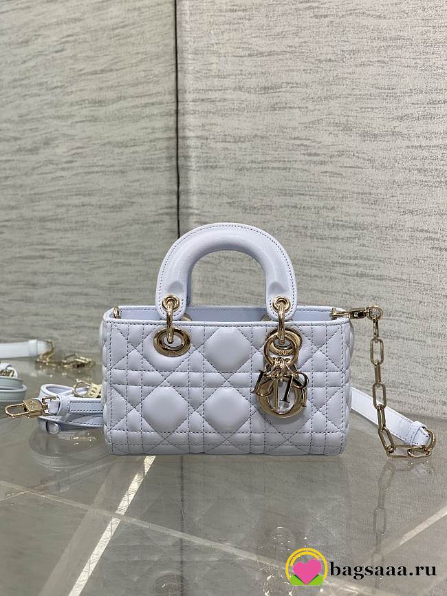 Bagsaaa Dior Lady D-Joy Micro Bag Shirt Blue Cannage Lambskin - 16cm - 1