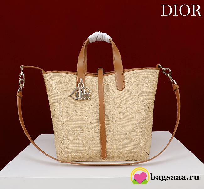 Bagsaaa Dior Medium Dior Toujours Vertical Tote Bag Natural Cannage Raffia - 24cm - 1