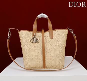 Bagsaaa Dior Medium Dior Toujours Vertical Tote Bag Natural Cannage Raffia - 24cm