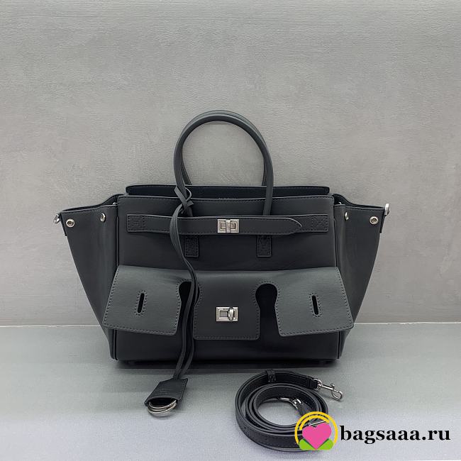 Bagsaaa Balenciaga Bel Air Carry All Bag Small in black smooth calfskin & silver - 30cm - 1