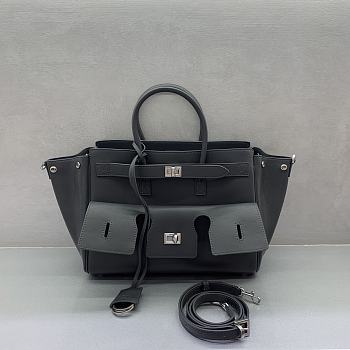 Bagsaaa Balenciaga Bel Air Carry All Bag Small in black smooth calfskin & silver - 30cm