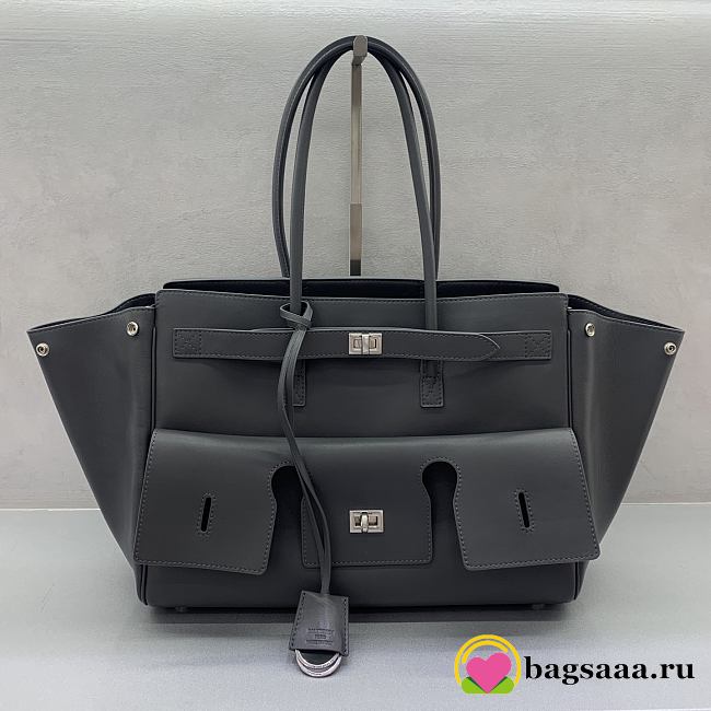 Bagsaaa Balenciaga Bel Air Carry All Bag Medium in black smooth calfskin & silver - 37cm - 1