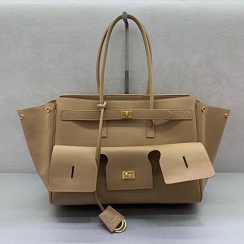 Bagsaaa Balenciaga Bel Air Carry All Bag Medium in beige smooth calfskin & silver - 37cm