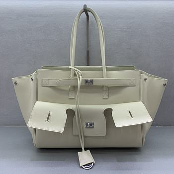 Bagsaaa Balenciaga Bel Air Carry All Bag Medium in soya smooth calfskin & silver - 37cm