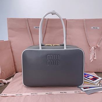 Bagsaaa Miu Miu Leather Beau bag 5BB117 gray/white - 34x23x10 cm