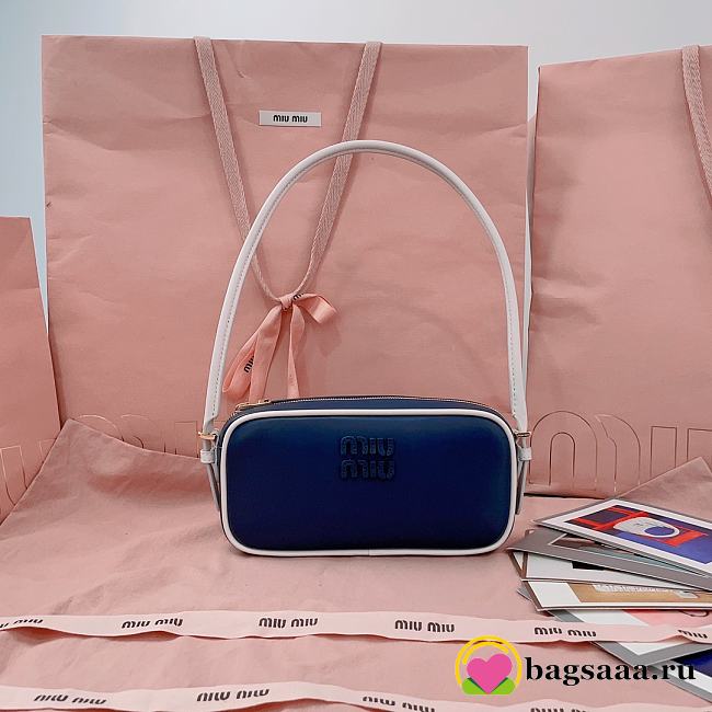Bagsaaa Miu Miu Leather pouch 5NE024 Blue/White - 20cm - 1