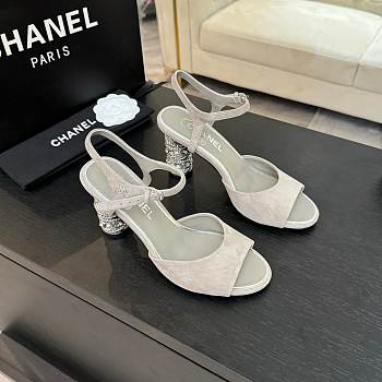 Bagsaaa Chanel Sandals G46097 Gray Suede - 8.5cm