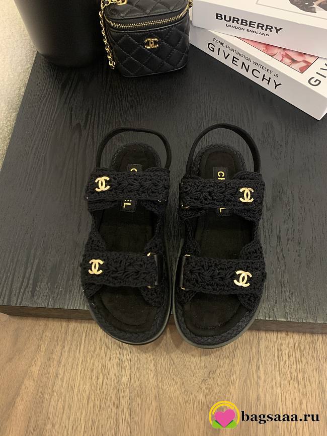 Bagsaaa Chanel Sandals G46339 Black Crochet - 1