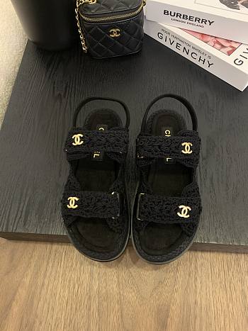 Bagsaaa Chanel Sandals G46339 Black Crochet