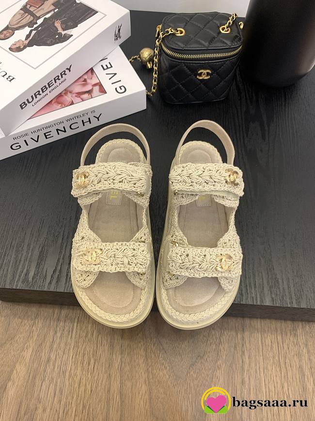 Bagsaaa Chanel Sandals G46339 Beige Crochet - 1
