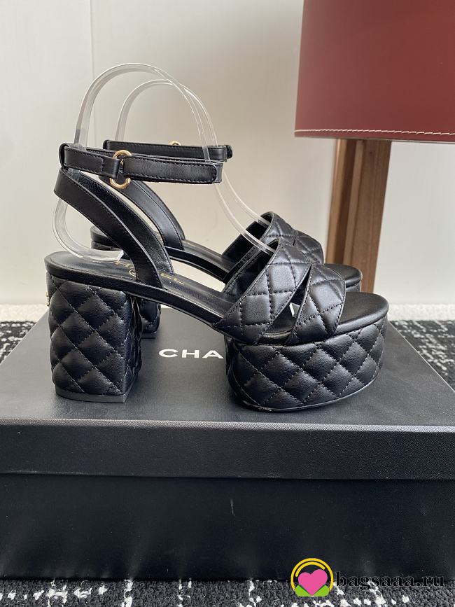 Bagsaaa Chanel Sandals G46427 Black Lambskin - 9cm - 1