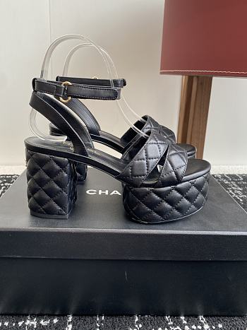 Bagsaaa Chanel Sandals G46427 Black Lambskin - 9cm