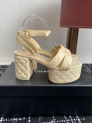 Bagsaaa Chanel Sandals G46427 Beige Lambskin - 9cm