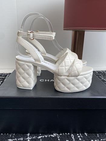 Bagsaaa Chanel Sandals G46427 White Lambskin - 9cm