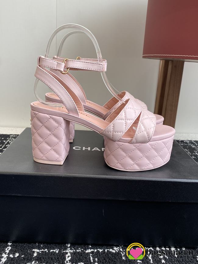 Bagsaaa Chanel Sandals G46427 Pink Lambskin - 9cm - 1