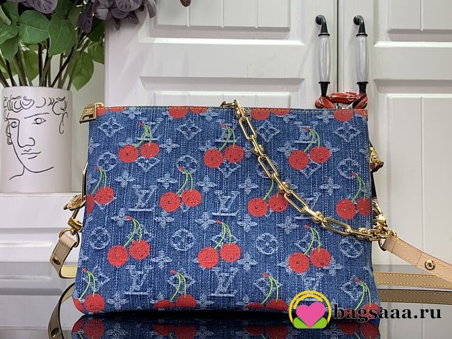 Bagsaaa M14978 LV x TM Coussin PM Monogram cherry denim - 26cm - 1