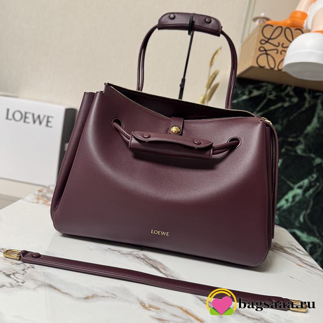 Bagsaaa Loewe Large Madrid bag in supple calfskin burgundy - 33cm - 1