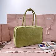 Bagsaaa Miu Miu Leather Beau bag 5BB117 green suede - 34x23x10 cm - 4