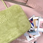 Bagsaaa Miu Miu Leather Beau bag 5BB117 green suede - 34x23x10 cm - 2