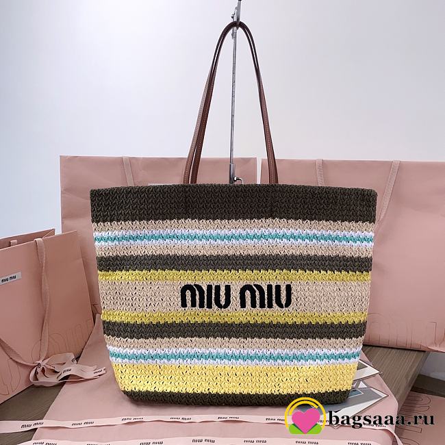 Bagsaaa Miu Miu Raffia-effect woven tote bag 5BG228 multicolor - 40cm - 1