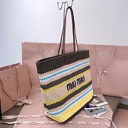 Bagsaaa Miu Miu Raffia-effect woven tote bag 5BG228 multicolor - 40cm - 3