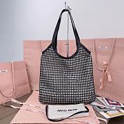 Bagsaaa Miu Miu IVY raffia-effect and linen bag 5BG231 Black - 40cm - 2