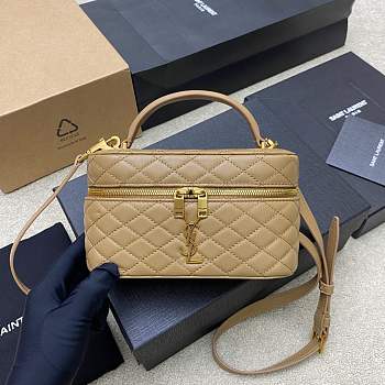 Bagsaaa YSL Gaby Vanity Bag In Lambskin 766731 Beige - 18 X 11 X 6.5 CM