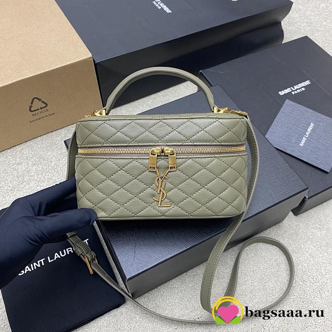 Bagsaaa YSL Gaby Vanity Bag In Lambskin 766731 Light Green - 18 X 11 X 6.5 CM - 1