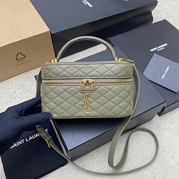 Bagsaaa YSL Gaby Vanity Bag In Lambskin 766731 Light Green - 18 X 11 X 6.5 CM