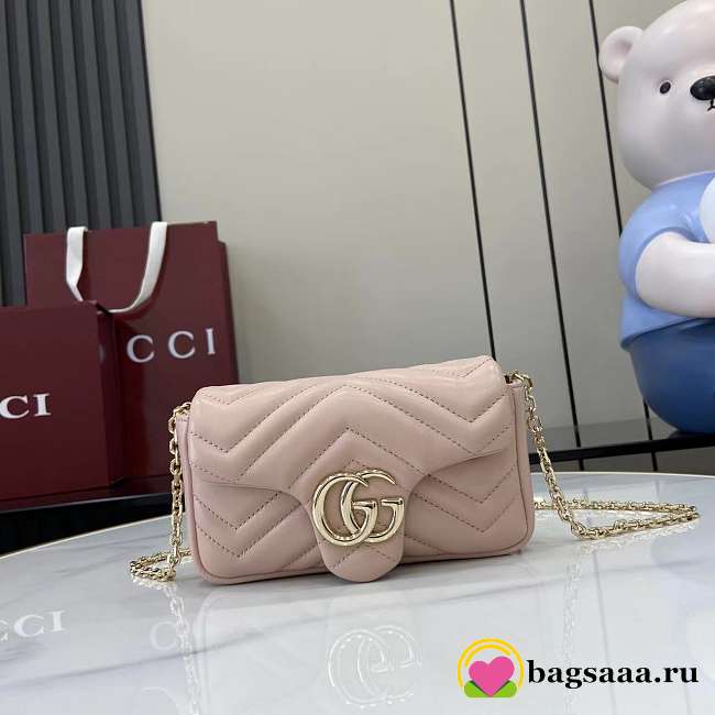 Bagsaaa Gucci GG Marmont mini shoulder bag 841290 pale pink - 17cm - 1