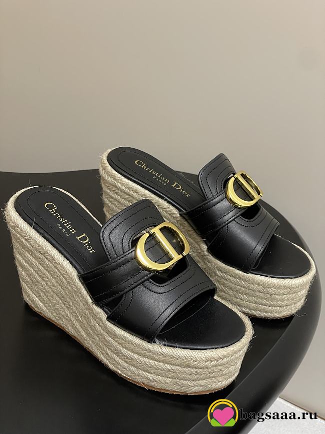 Bagsaaa Dior 30 Montaigne Wedge Slide Black Calfskin - 1