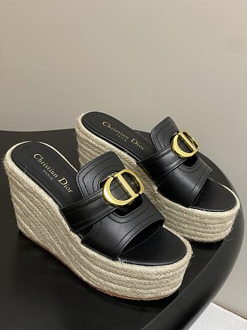 Bagsaaa Dior 30 Montaigne Wedge Slide Black Calfskin
