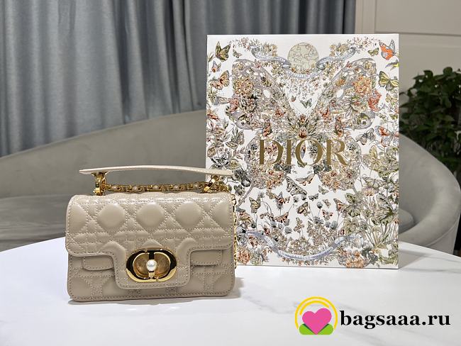Bagsaaa Mini Dior Jolie Top Handle Bag Powder Beige Cannage Calfskin - 19cm - 1