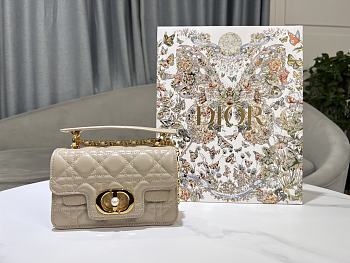 Bagsaaa Mini Dior Jolie Top Handle Bag Powder Beige Cannage Calfskin - 19cm