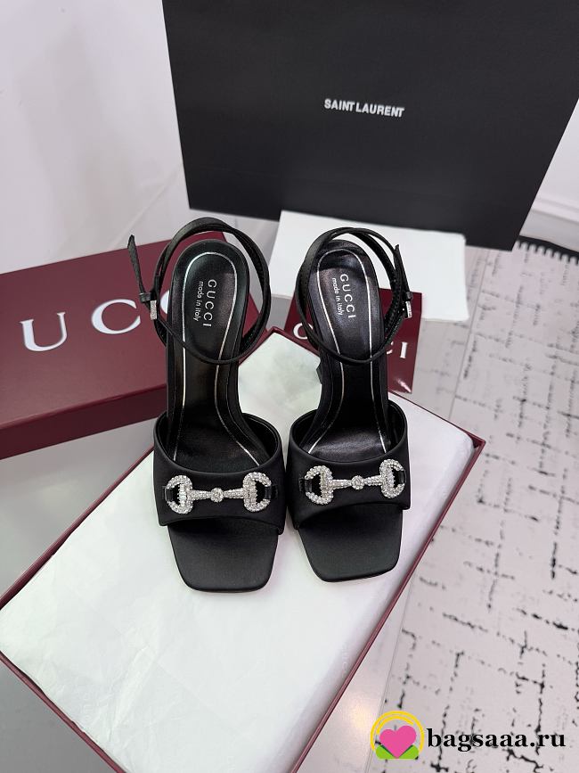 Bagsaaa Gucci Women's sandal with crystal Horsebit black 834344 - 10.5cm - 1