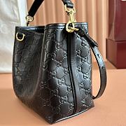 Bagsaaa Gucci GG Emblem Mini Bucket Bag 815118 black embossed GG - 19x18x11 cm - 3