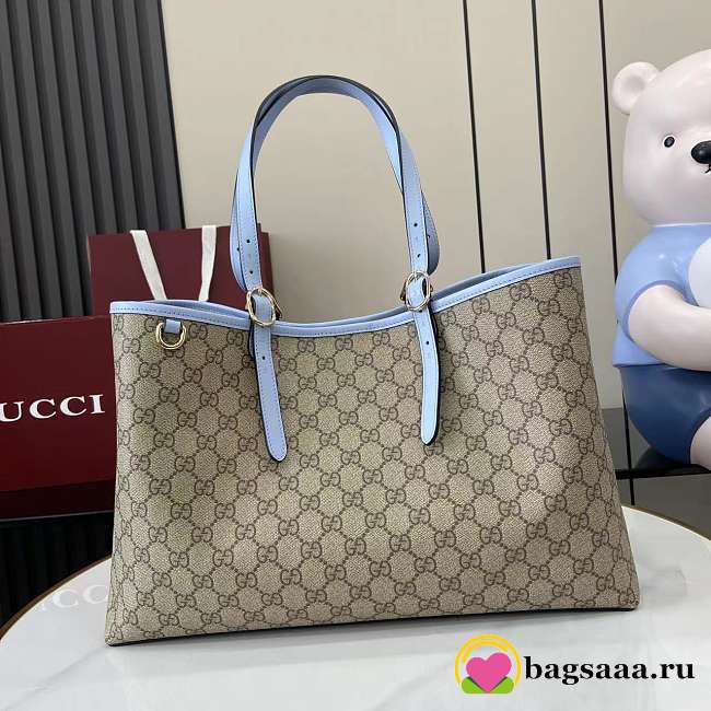 Bagsaaa Gucci GG Emblem Medium Tote Bag 815213 beige & blue - 38 x 25 x 15 cm - 1