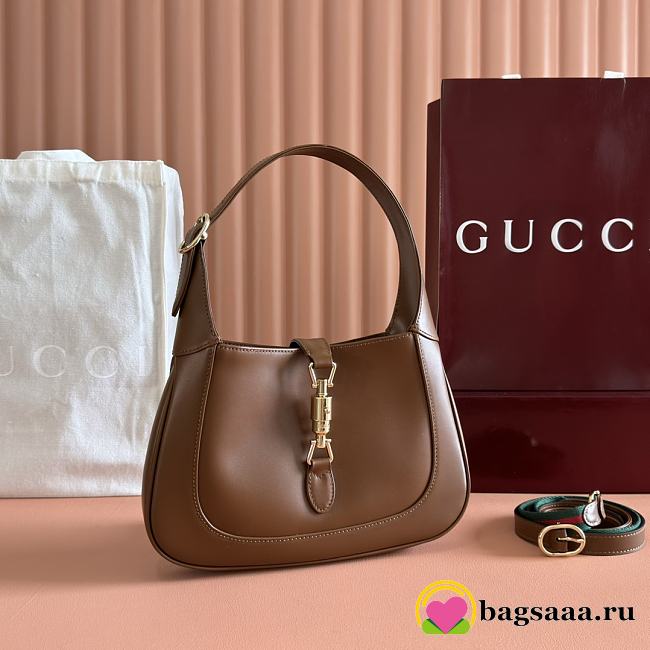 Bagsaaa Gucci Jackie 1961 small shoulder bag 810232 browm smooth leather - 27.5x19x4cm - 1