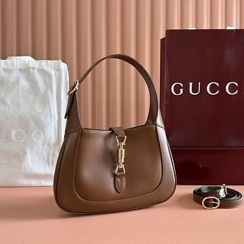 Bagsaaa Gucci Jackie 1961 small shoulder bag 810232 browm smooth leather - 27.5x19x4cm