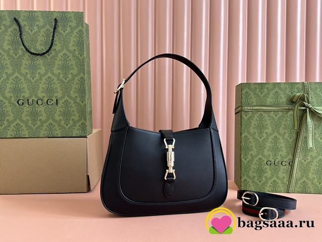 Bagsaaa Gucci Jackie 1961 small shoulder bag 810232 black smooth leather - 27.5x19x4cm - 1