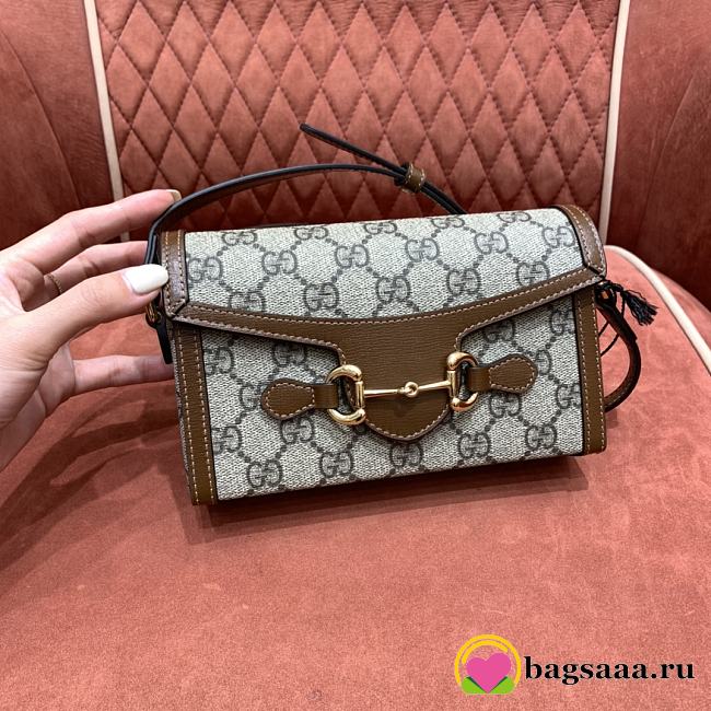 Bagsaaa Gucci Horsebit 1955 mini bag 699296 beige & brown - 18cm - 1
