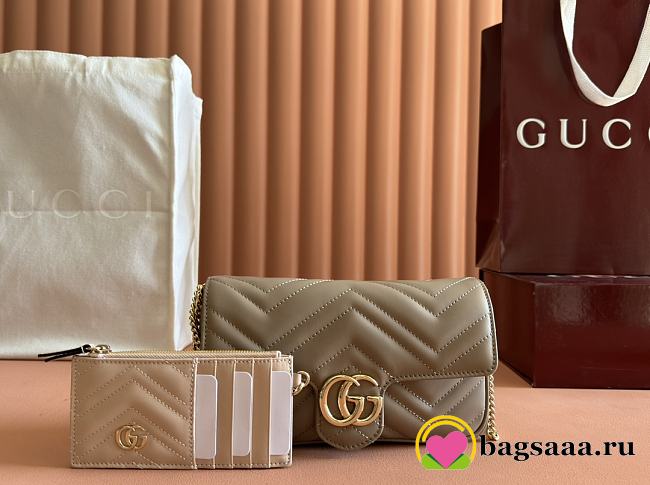 Bagsaaa Gucci GG Marmont small shoulder bag 751526 taupe - 21cm - 1