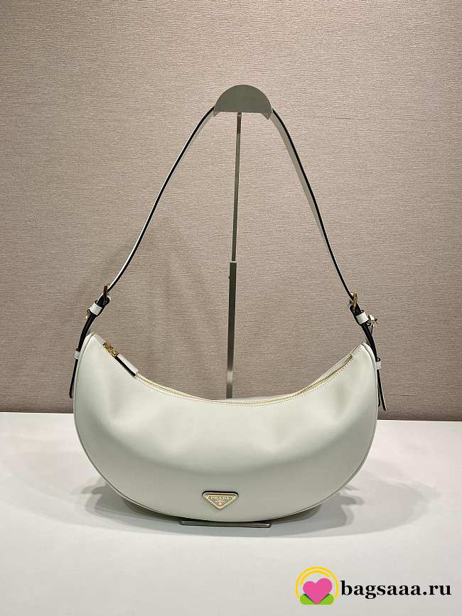 Bagsaaa Prada Demi-lune large leather shoulder bag 1BC255 white - 42cm - 1